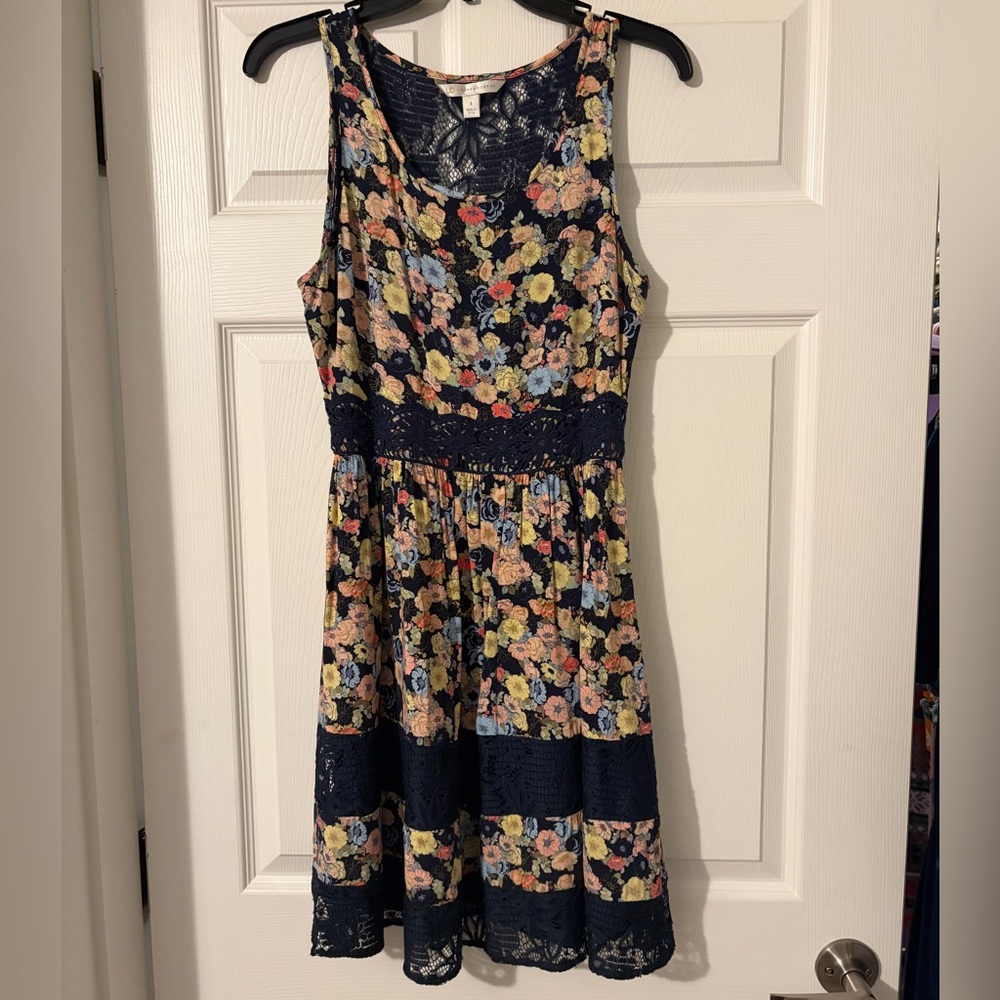 LC Lauren Conrad Navy and White Lace Dress